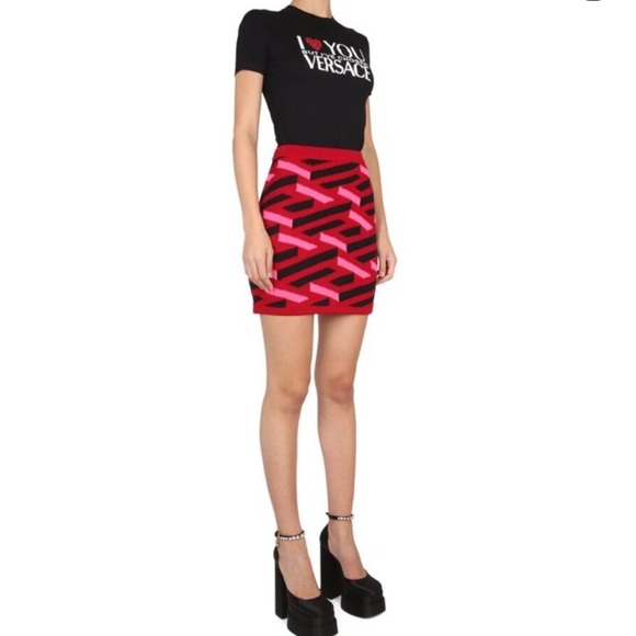 Versace Dresses & Skirts - Versace Knit La Greca Mini Skirt Size 40